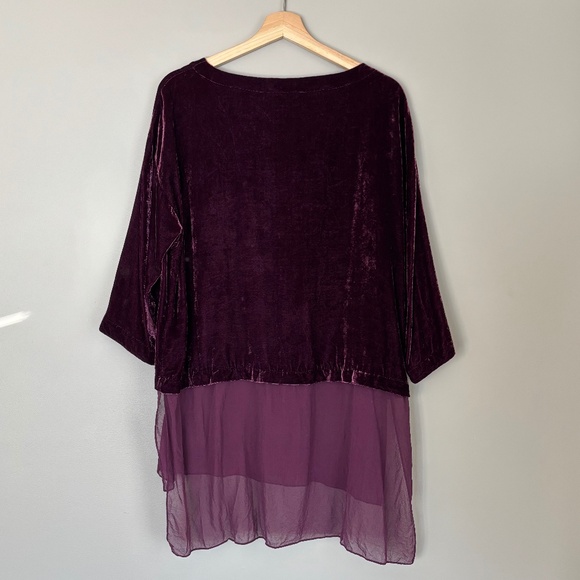 Eileen Fisher Velvet Tunic Top Women's Silk Blend 3/4 Sleeve EUC - Picture 3 of 10